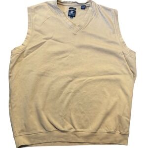Pebble Beach Mens XL Tan V Neck Fine Pima Cotton Sleeveless Golf Vest